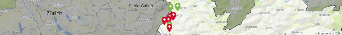 Kartenansicht für Apotheken-Notdienste in der Nähe von Mäder (Feldkirch, Vorarlberg)